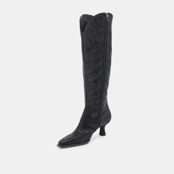 NEW DOLCE VITA Ariana Crystal Wide Calf High Shaft Boots black for women 925 5t3 - Picture 8 of 9